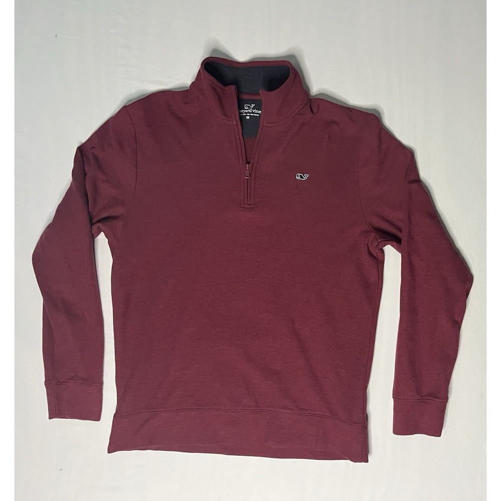 Vineyard Vines 1/4 Zip Pullover Sweater Men's Size Medium Red Pima Long Sleeve
